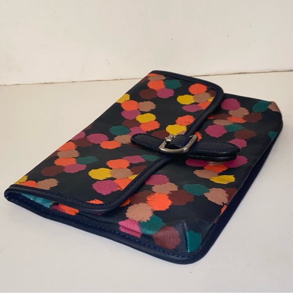 Fossil Keyper Navy Blue with Abstract Floral Design Coated Canvas Clutch - Picture 9 of 13
